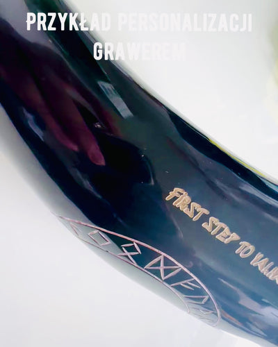 Horn Mug "Viking Valor" - Hand Engraved, Premium Quality - 4 Variants Available