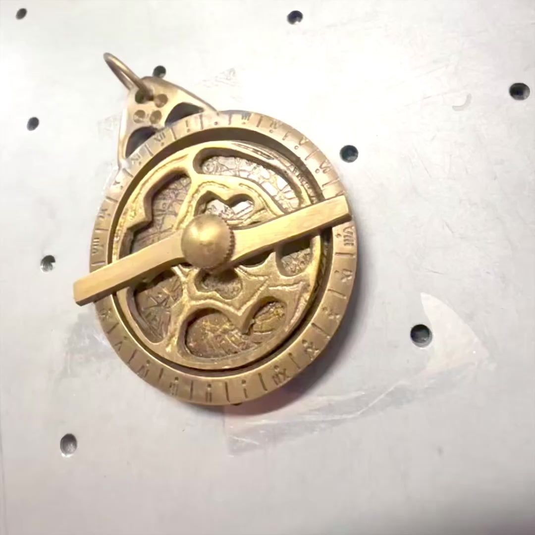 Brass Astrolabe Keychain KR105 with Customizable Engraving