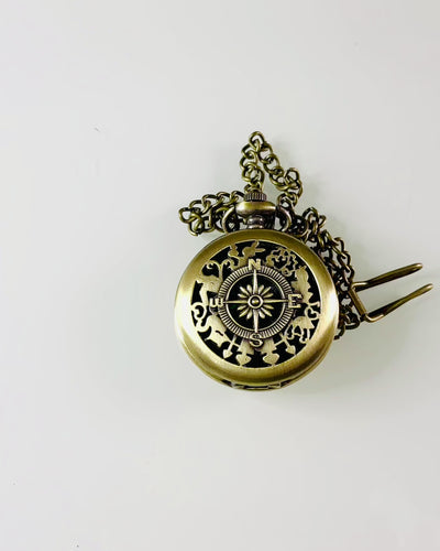 Antique Bronze-Gold Pocket Compass with Filigree Design – Perfect for Explorers and Retro Enthusiasts. Personalization with Engraving