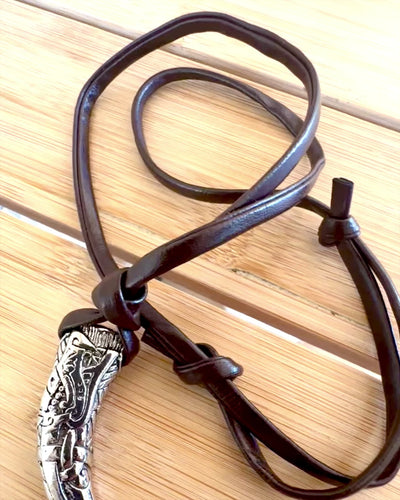 Stainless Steel Wolf Fang – Courage Amulet, necklace with engraving personalization option for a gift