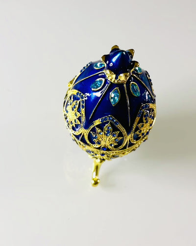 Ekskluzivno Faberge jaje - tamnoplava boja – Dekorativna kutija za nakit od emajla