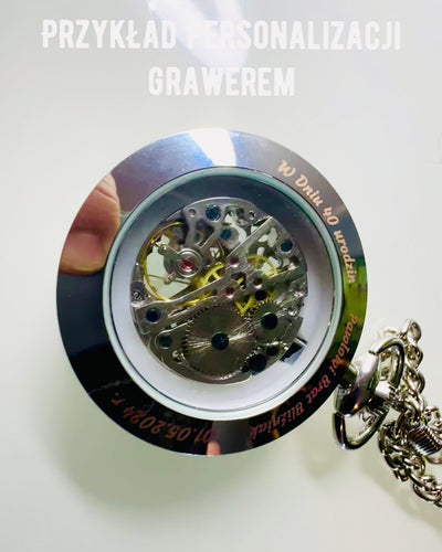 Sudraba ekskluzīvs retro stila mehāniskais kabatas pulkstenis, ūdensizturīgs - elegance jebkuram gadījumam, ar gravējumu