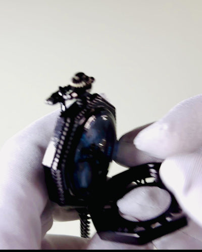 Класичний восьмикутний механічний кишеньковий годинник Steampunk чорного кольору, гравірування