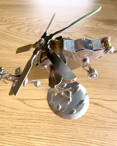 Metal Model Helicopter "SkyRider" – Adjustable Desk Stand with Personalized Engraving for Gift