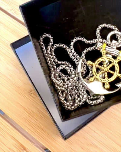 Amulet Morski Ancoră de Căpitan, colier cu opțiune de gravare pentru cadou