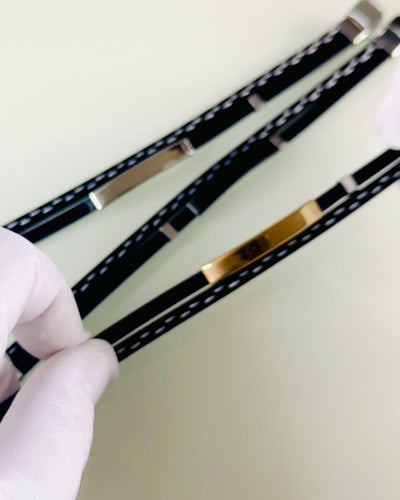 PU Leather and Stainless Steel Sports Bracelet with Engraving Option – 3 Colors