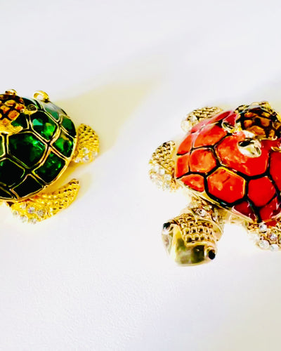 Szkatułka "Żółwiowa Rodzinka" - zelena boja, personalizacija gravurom