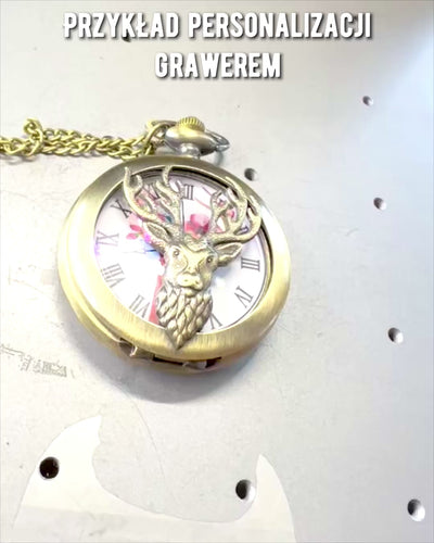 Pocket Watch Forest Guardian - Elegant Watch with Deer Motif, customizable with engraving