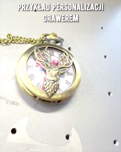 Ceas de buzunar „Leśny Strażnik” - Ceas elegant cu motiv de cerb, posibilitate de personalizare cu gravură