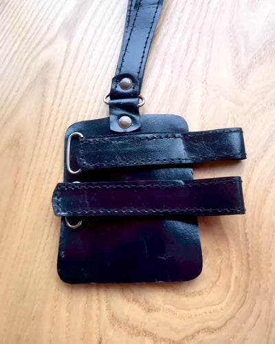 Natūralios odos rankų darbo juodosios panteros dėklas lazdai su graviravimo galimybe