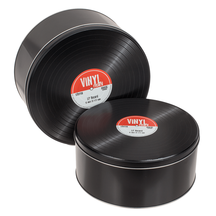 Metāla kastes vinila platēm retro stilā, iespēja personalizēt ar gravējumu