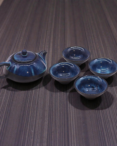 Blue Depth – Tea Set with 4 Cups