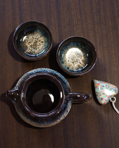 Black Glaze – Small Tea Set with 2 Cups