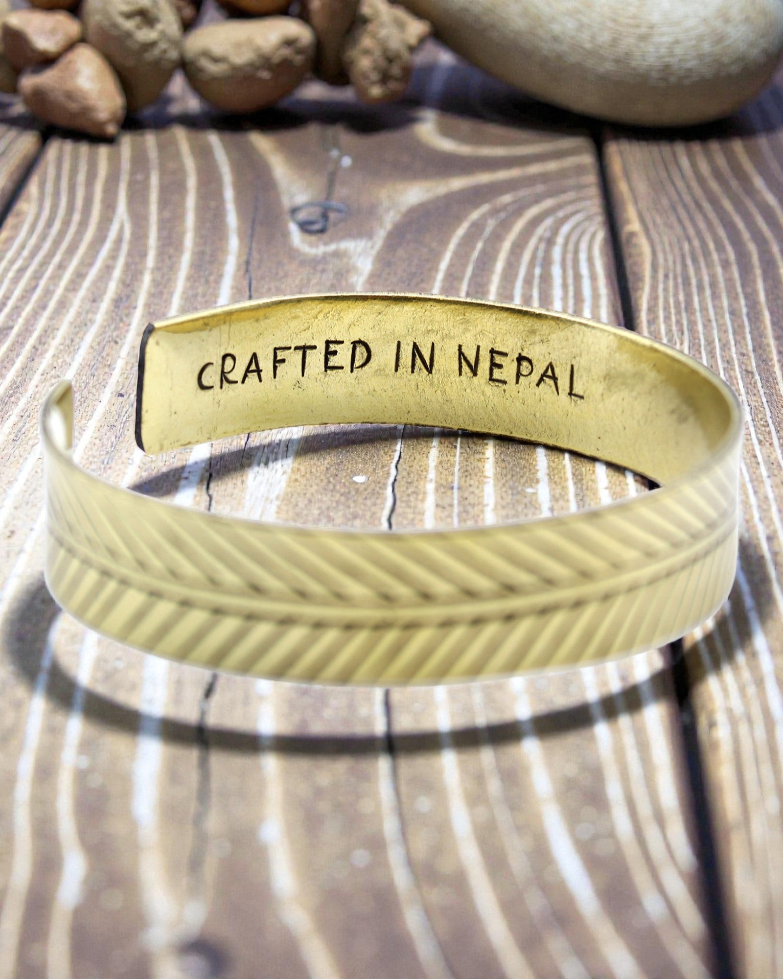 Tibetan Brass Bracelet Golden Leaf – Wide Tribal