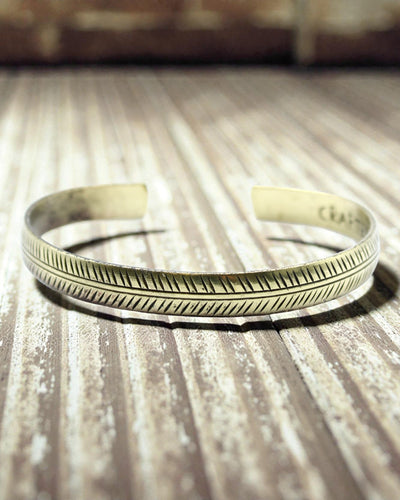 Tibetan Brass Bracelet Subtle Nature – Narrow Leaf