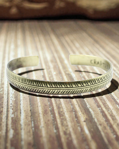 Tibetan Brass Bracelet Subtle Nature – Narrow Leaf