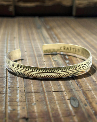 Tibetan Brass Bracelet Subtle Nature – Narrow Leaf