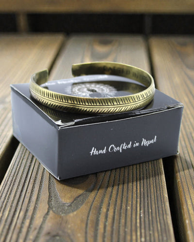 Tibetan Brass Bracelet Subtle Nature – Narrow Leaf