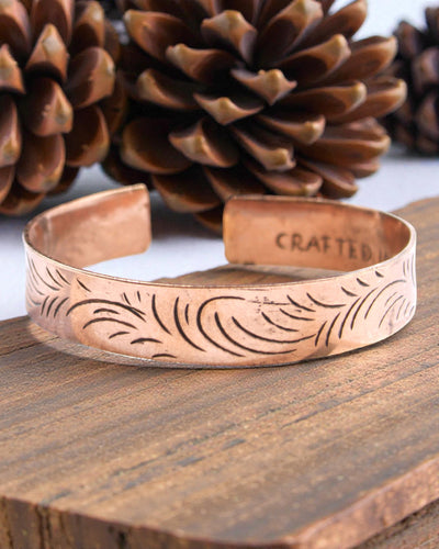 Tibetan Copper Bracelet Tribal Flow – Wide Scrolls