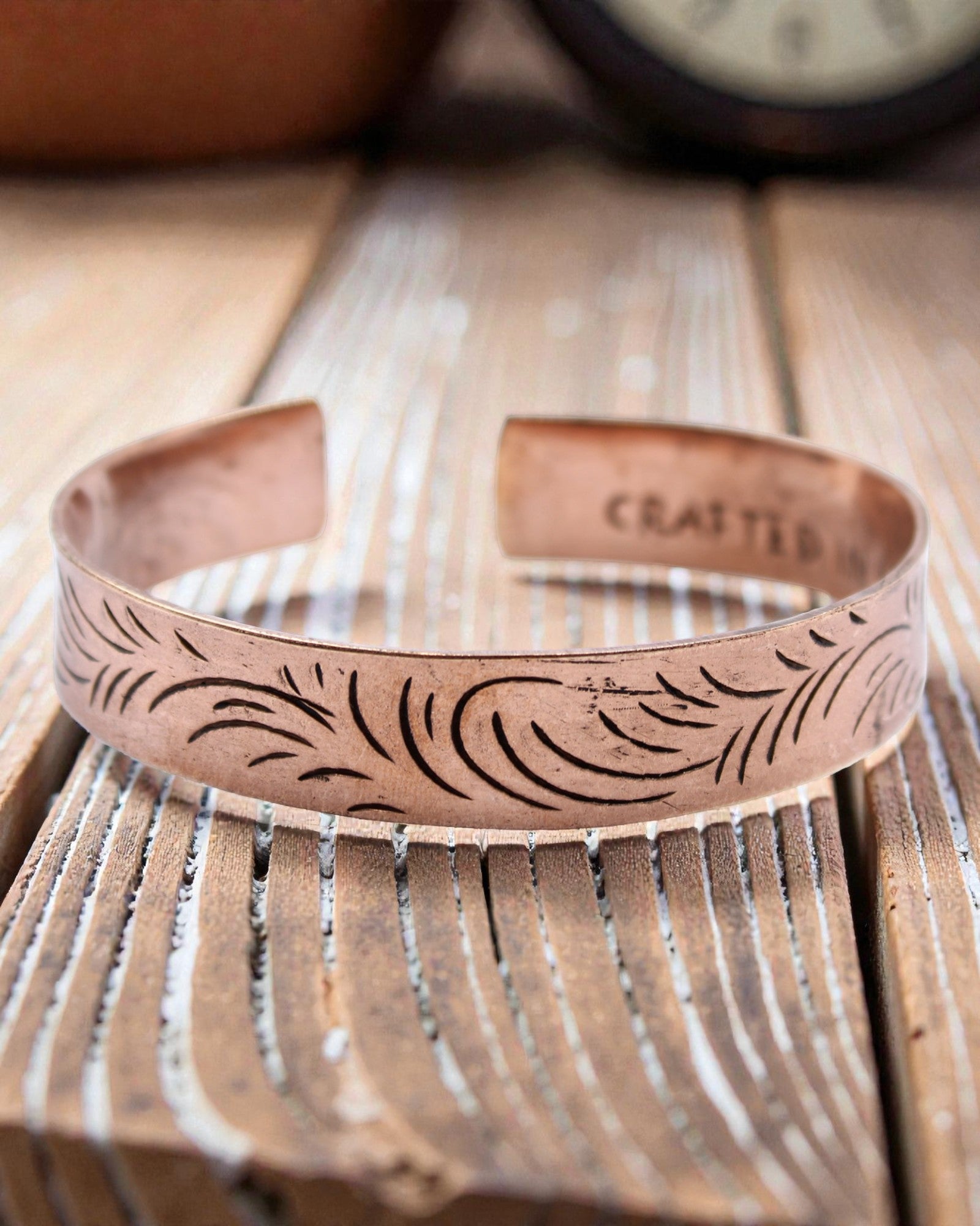 Tibetan Copper Bracelet Tribal Flow – Wide Scrolls