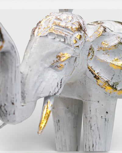 Elephant Sculpture 24 cm – White and Gold