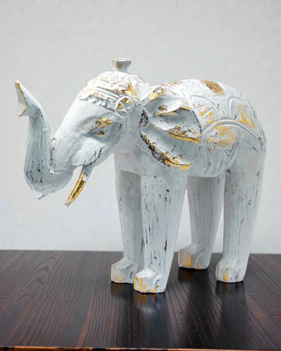 Elephant Sculpture 24 cm – White and Gold