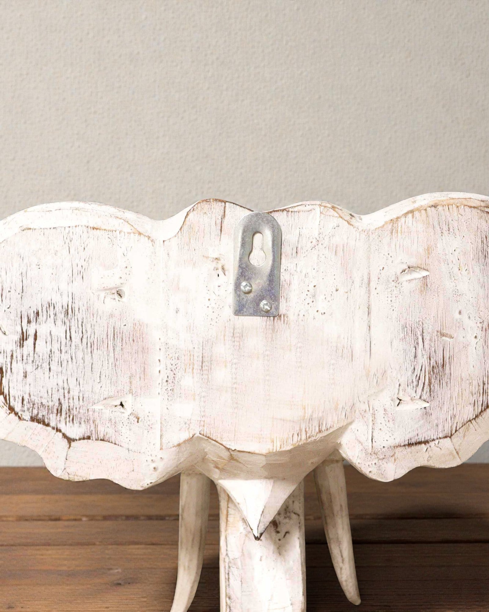 Large Elephant Head 29x26 cm – White and Gold