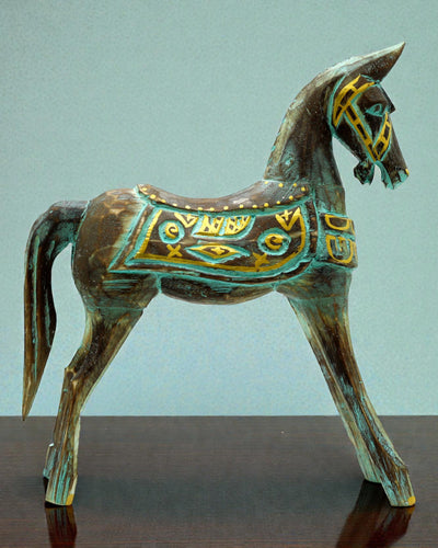 Medium Gold-Turquoise Horse 25 cm – Oriental Elegance