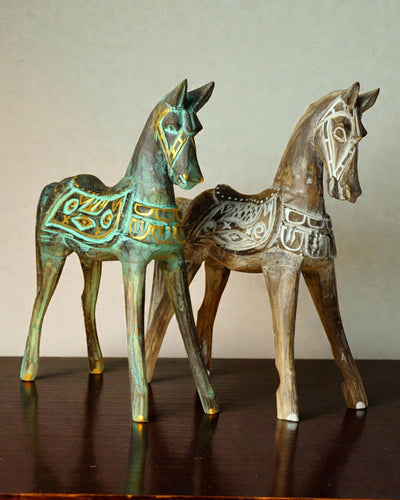 Large Gold-Turquoise Horse 32 cm – Premium Oriental Accent