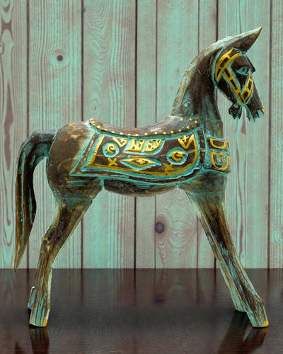 Large Gold-Turquoise Horse 32 cm – Premium Oriental Accent