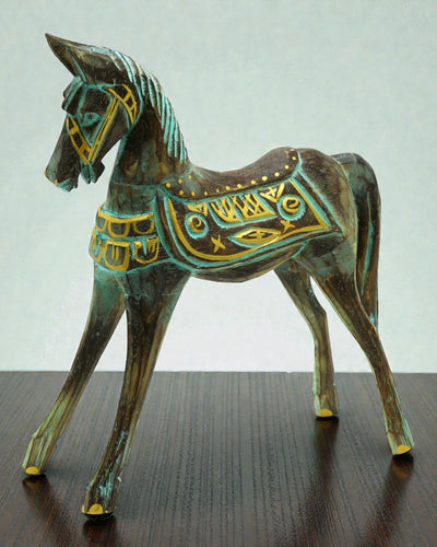 Large Gold-Turquoise Horse 32 cm – Premium Oriental Accent