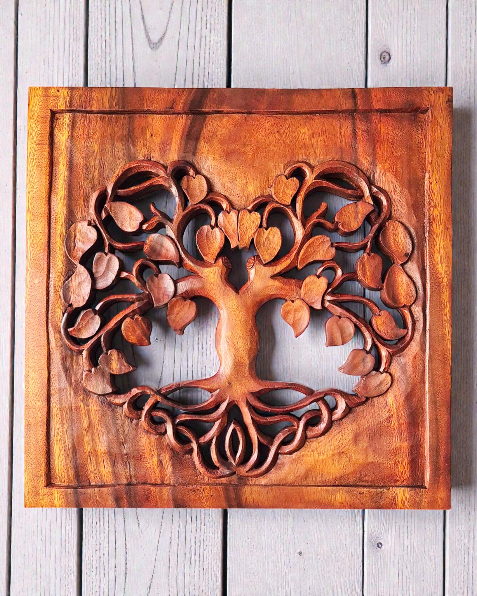 Čtvercový dekorativní nástěnný panel – Strom života Srdce 40x40 cm