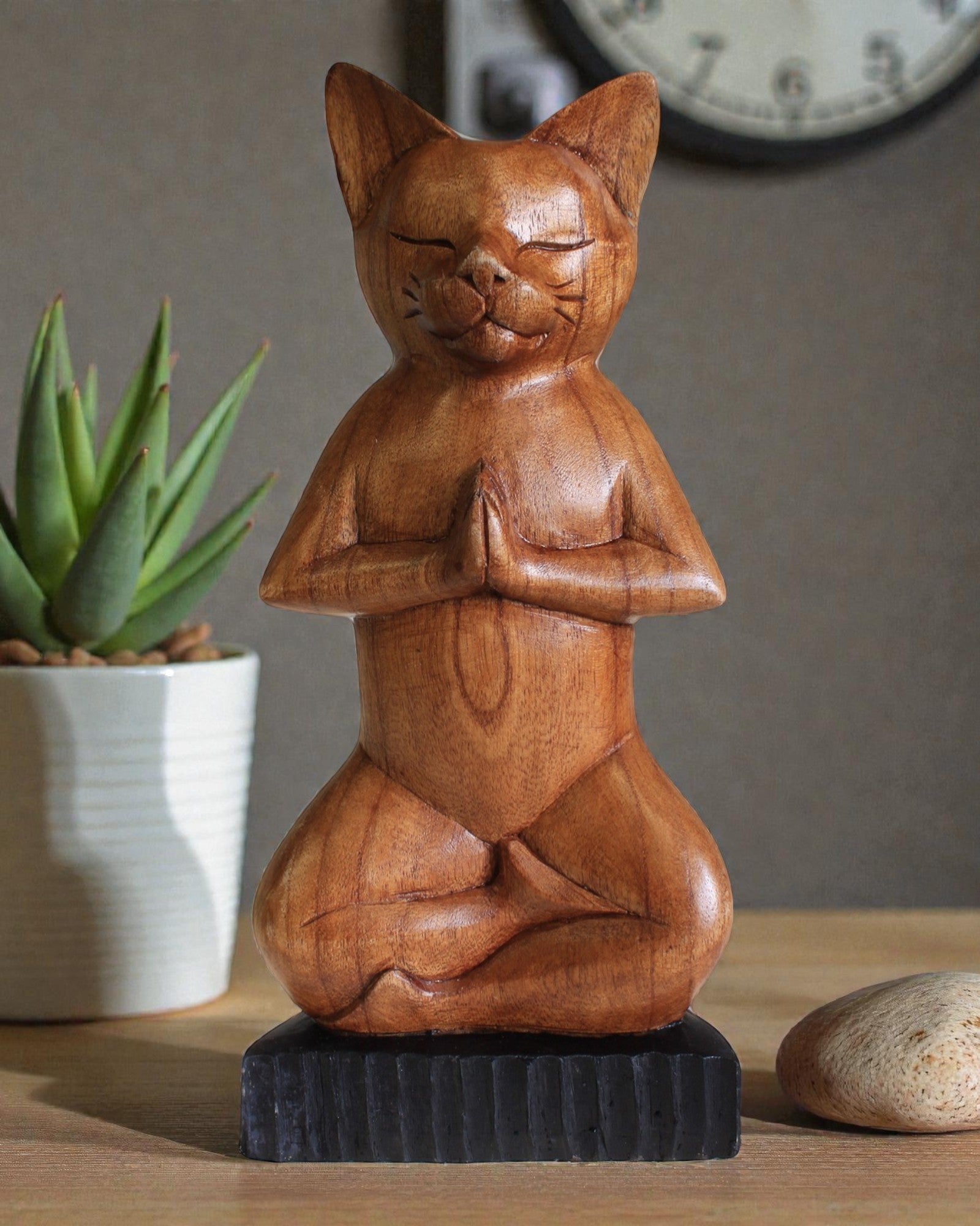 Cat Sculpture – Yoga 3 Lotus Flower 30 cm