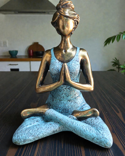 Woman Figurine 24 cm – Yoga Gold-Turquoise Energy