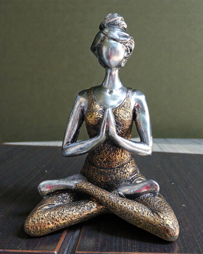 Woman Figurine 24 cm – Yoga Silver-Gold Balance