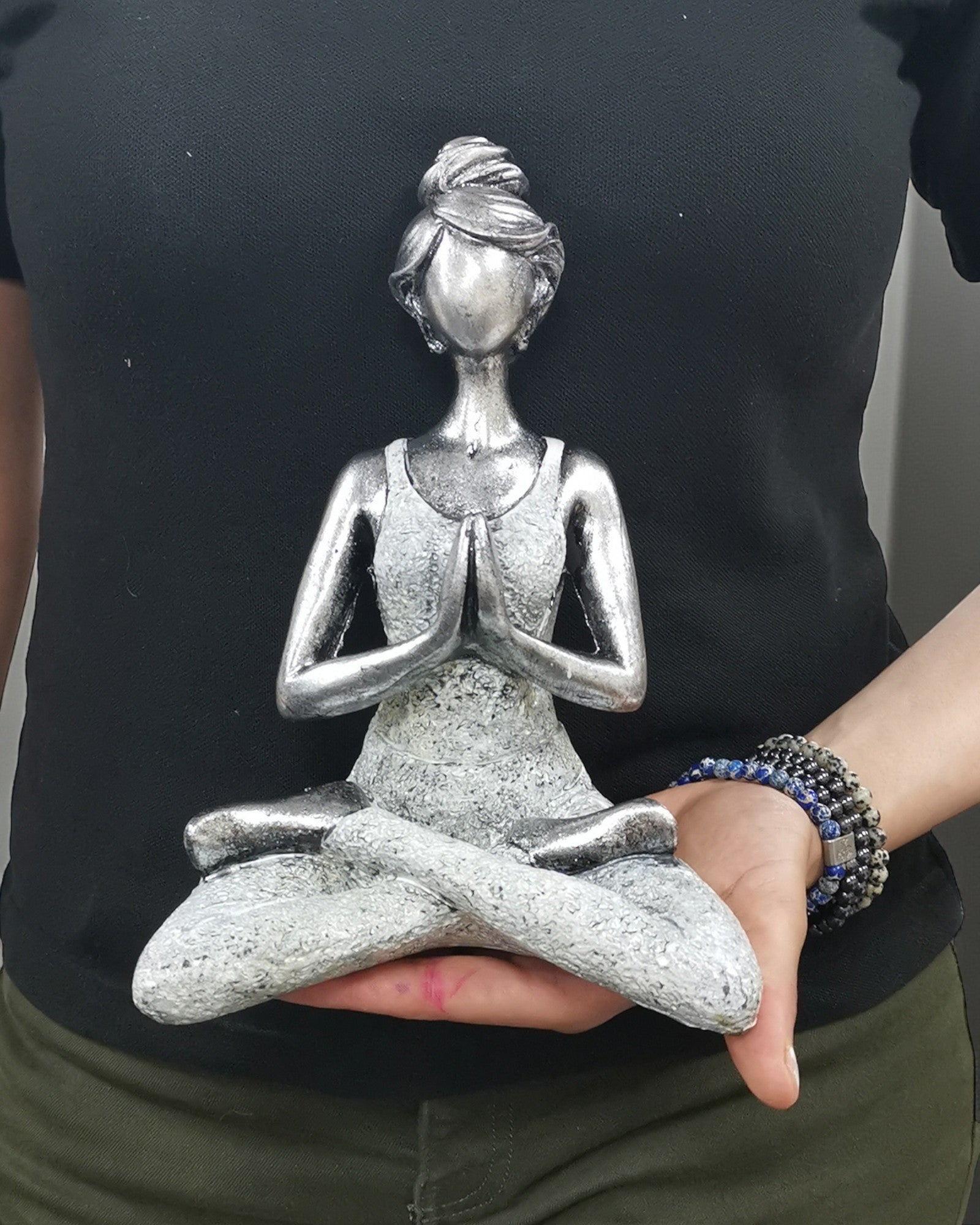 Woman Figurine 24 cm – Yoga Silver-White Purity